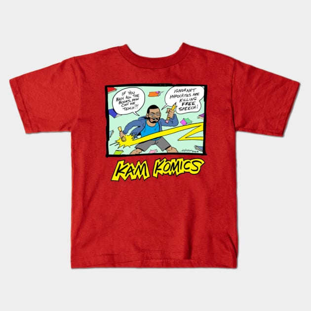 Kam Komics support tshirt_banned books Kids T-Shirt by Kam Komics 